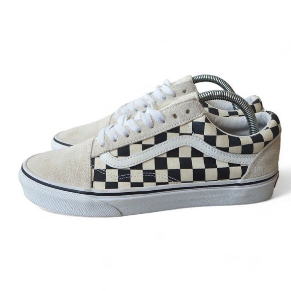 Vans Old Skool Checkerboard Skate Shoes Black / Cream Women's 9.5 - Picture 2 of 11